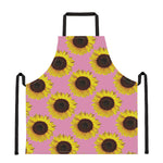 Pink Sunflower Pattern Print Apron