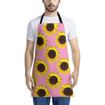 Pink Sunflower Pattern Print Apron