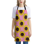 Pink Sunflower Pattern Print Apron