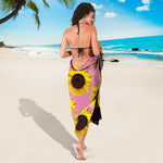 Pink Sunflower Pattern Print Beach Sarong Wrap