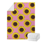 Pink Sunflower Pattern Print Blanket