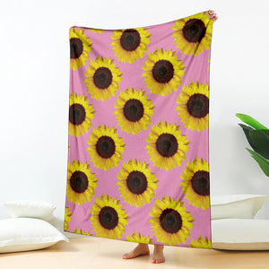 Pink Sunflower Pattern Print Blanket