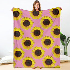Pink Sunflower Pattern Print Blanket