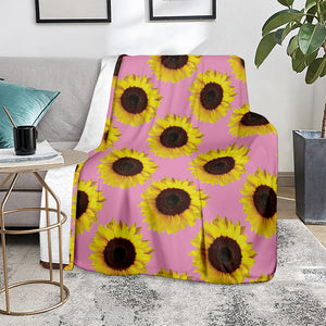 Pink Sunflower Pattern Print Blanket