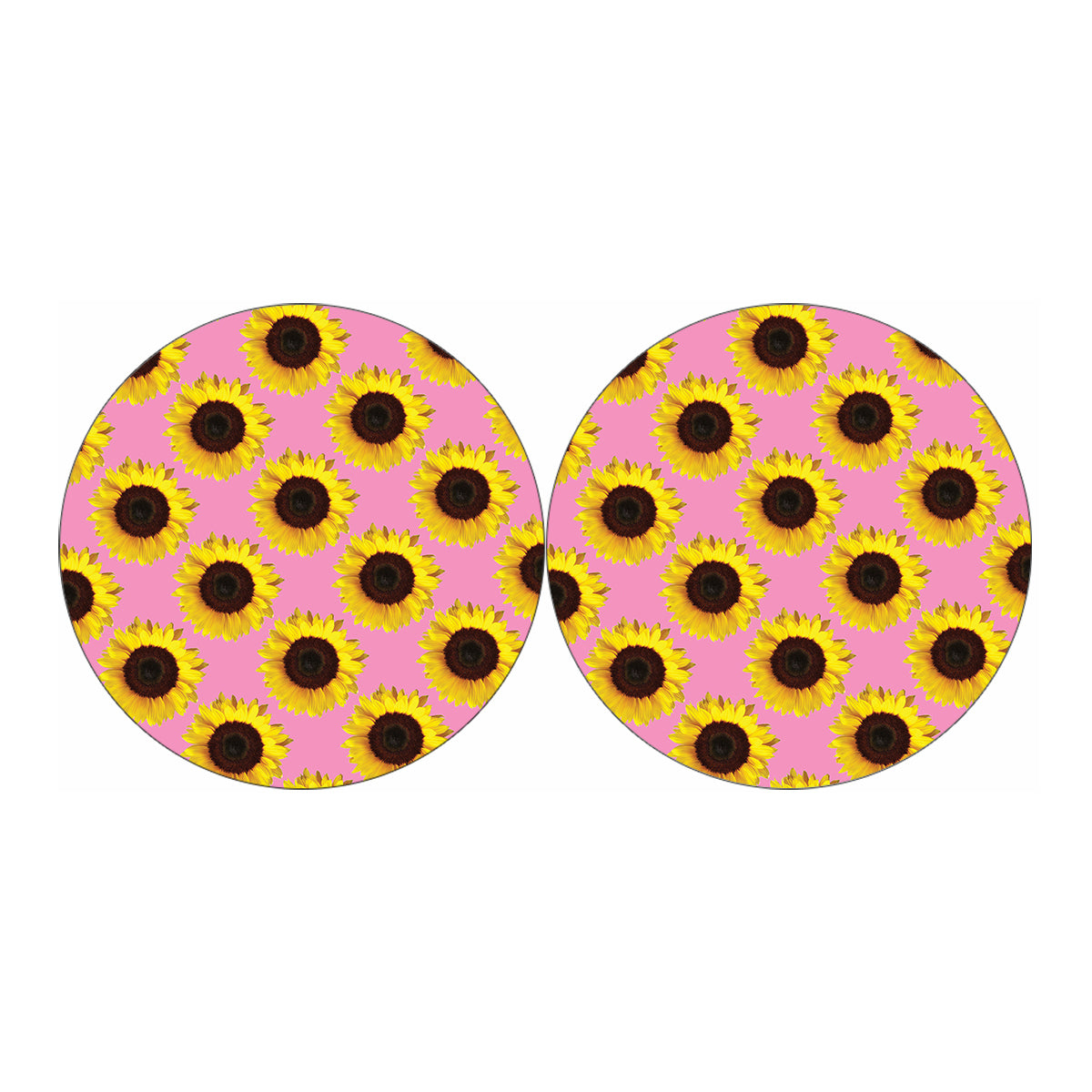 Pink Sunflower Pattern Print Car Coasters
