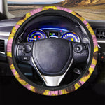 Pink Sunflower Pattern Print Car Steering Wheel Cover