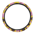 Pink Sunflower Pattern Print Car Steering Wheel Cover