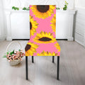 Pink Sunflower Pattern Print Dining Chair Slipcover