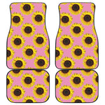 Pink Sunflower Pattern Print Front and Back Car Floor Mats
