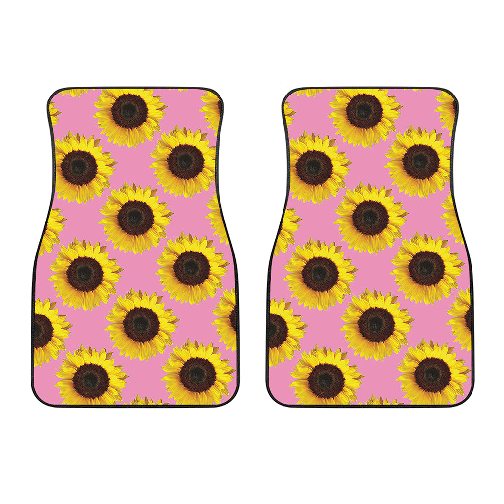 Pink Sunflower Pattern Print Front Car Floor Mats