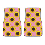 Pink Sunflower Pattern Print Front Car Floor Mats