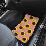Pink Sunflower Pattern Print Front Car Floor Mats
