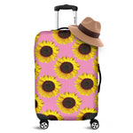 Pink Sunflower Pattern Print Luggage Cover