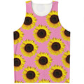 Pink Sunflower Pattern Print Men's Tank Top