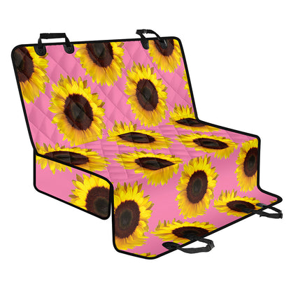 Pink Sunflower Pattern Print Pet Car Back Seat Cover