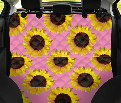 Pink Sunflower Pattern Print Pet Car Back Seat Cover