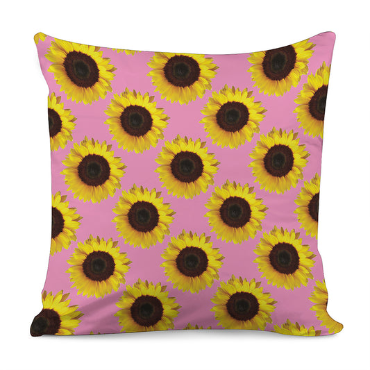 Pink Sunflower Pattern Print Pillow Cover