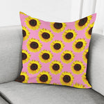 Pink Sunflower Pattern Print Pillow Cover