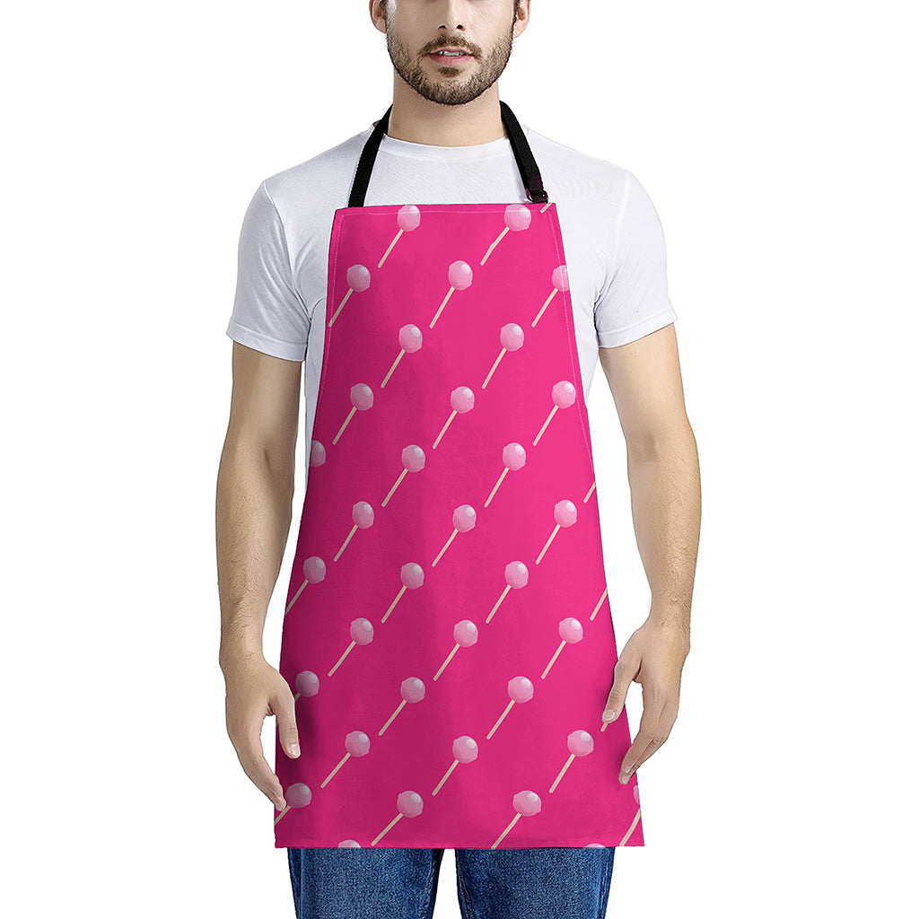 Pink Sweet Lollipop Pattern Print Apron
