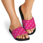 Pink Sweet Lollipop Pattern Print Black Slide Sandals