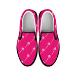 Pink Sweet Lollipop Pattern Print Black Slip On Shoes