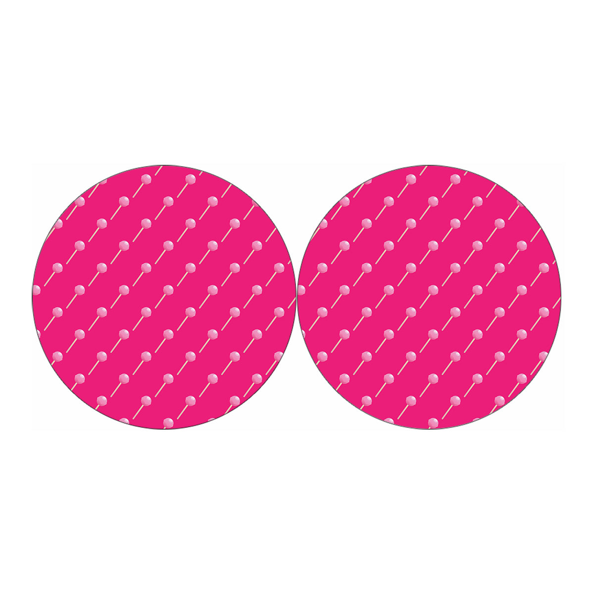 Pink Sweet Lollipop Pattern Print Car Coasters