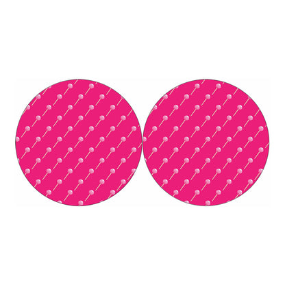Pink Sweet Lollipop Pattern Print Car Coasters