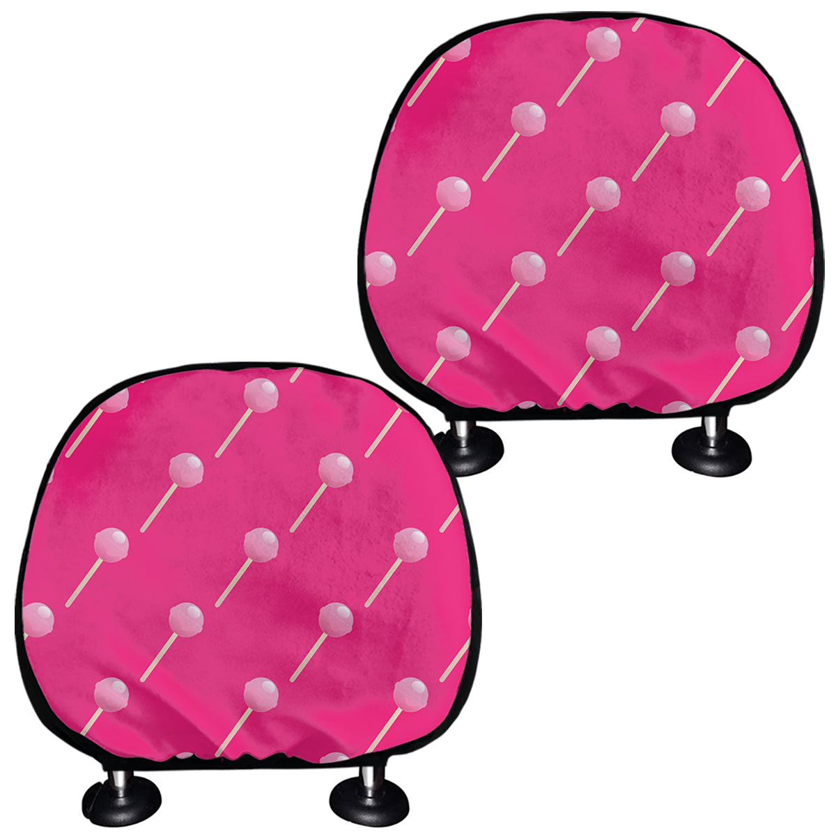 Pink Sweet Lollipop Pattern Print Car Headrest Covers