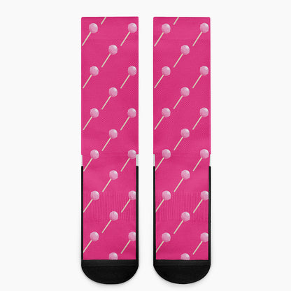 Pink Sweet Lollipop Pattern Print Crew Socks