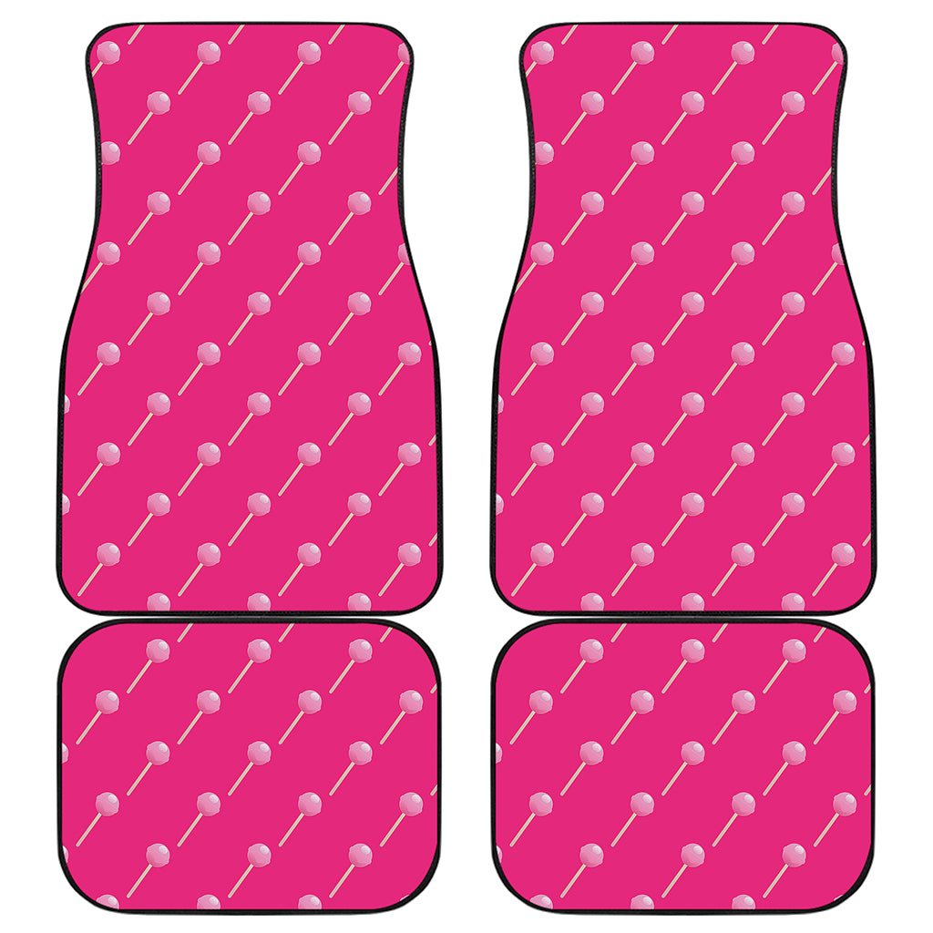 Pink Sweet Lollipop Pattern Print Front and Back Car Floor Mats