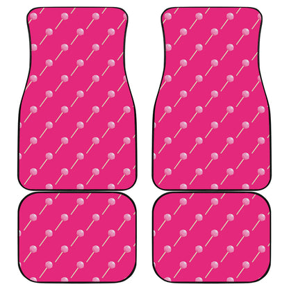 Pink Sweet Lollipop Pattern Print Front and Back Car Floor Mats