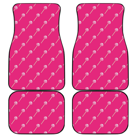 Pink Sweet Lollipop Pattern Print Front and Back Car Floor Mats