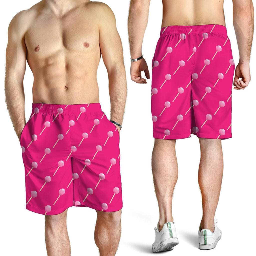 Pink Sweet Lollipop Pattern Print Men's Shorts