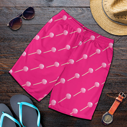 Pink Sweet Lollipop Pattern Print Men's Shorts