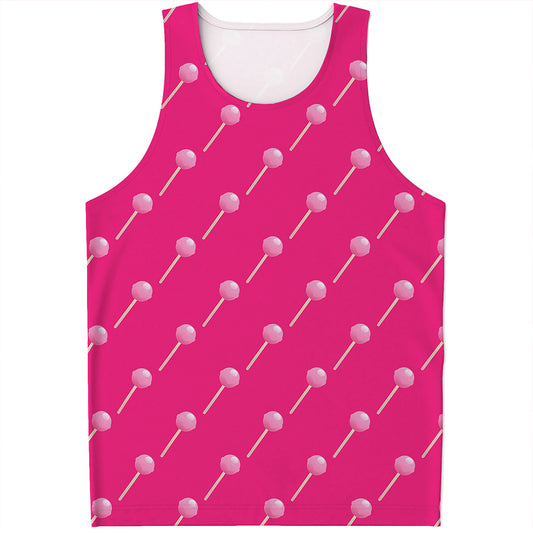 Pink Sweet Lollipop Pattern Print Men's Tank Top