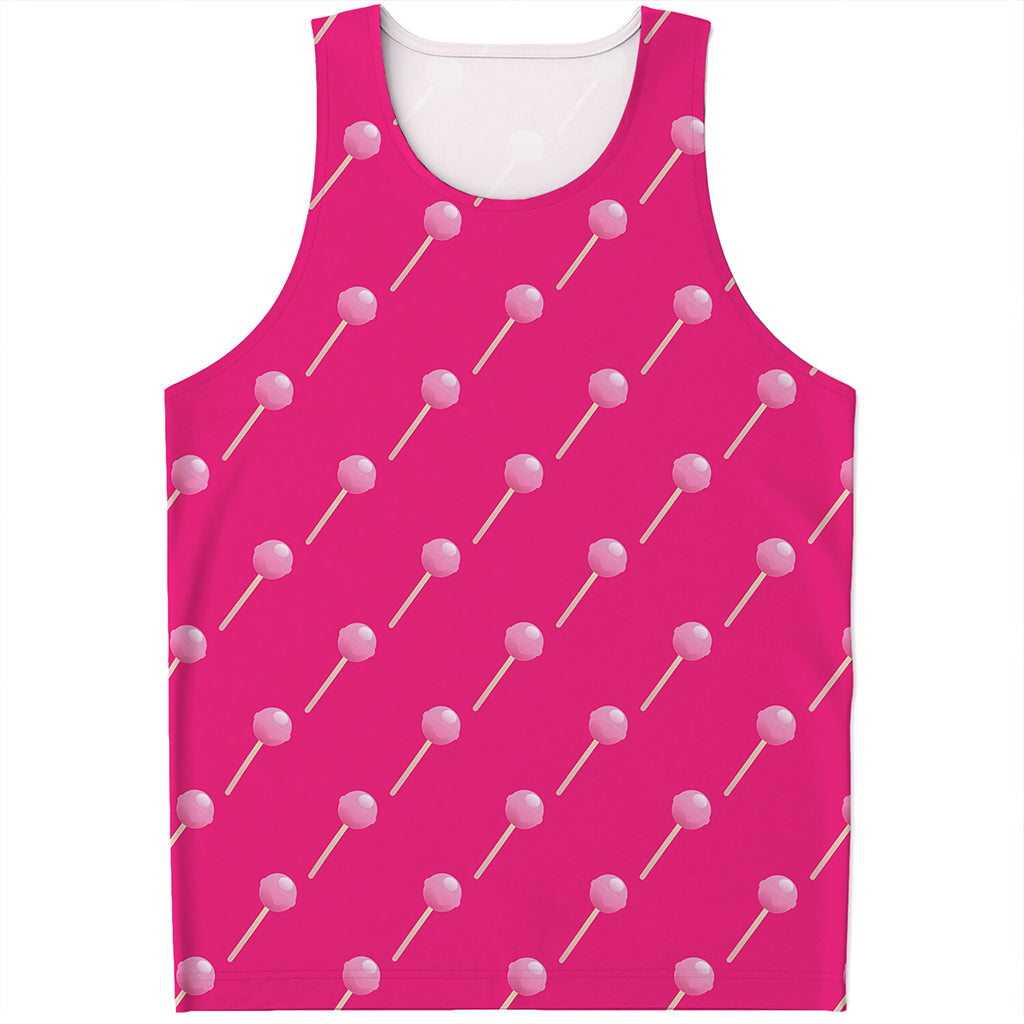 Pink Sweet Lollipop Pattern Print Men's Tank Top