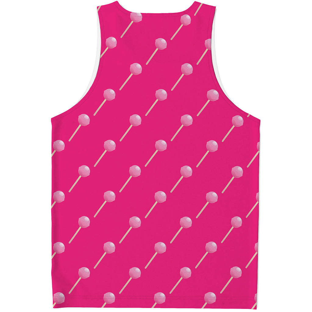 Pink Sweet Lollipop Pattern Print Men's Tank Top