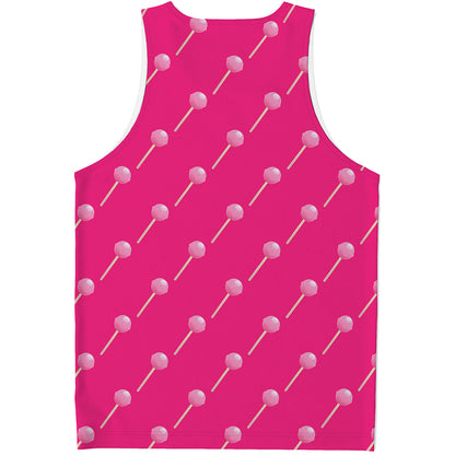 Pink Sweet Lollipop Pattern Print Men's Tank Top