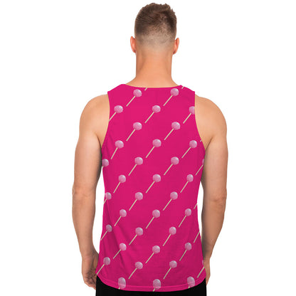 Pink Sweet Lollipop Pattern Print Men's Tank Top