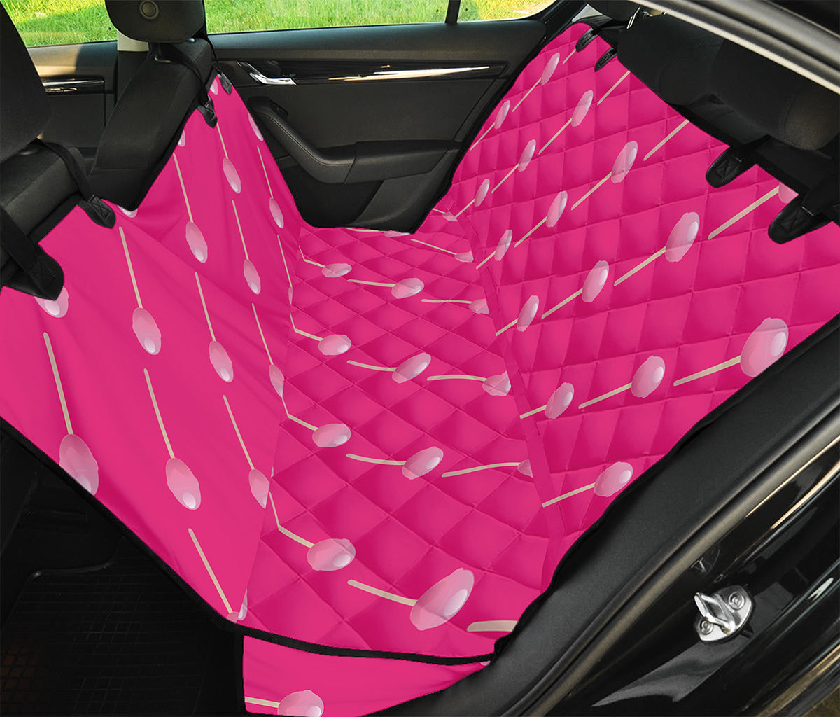 Pink Sweet Lollipop Pattern Print Pet Car Back Seat Cover