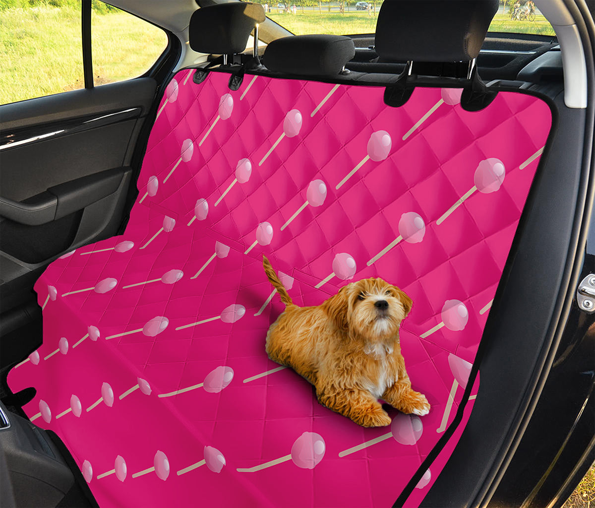 Pink Sweet Lollipop Pattern Print Pet Car Back Seat Cover