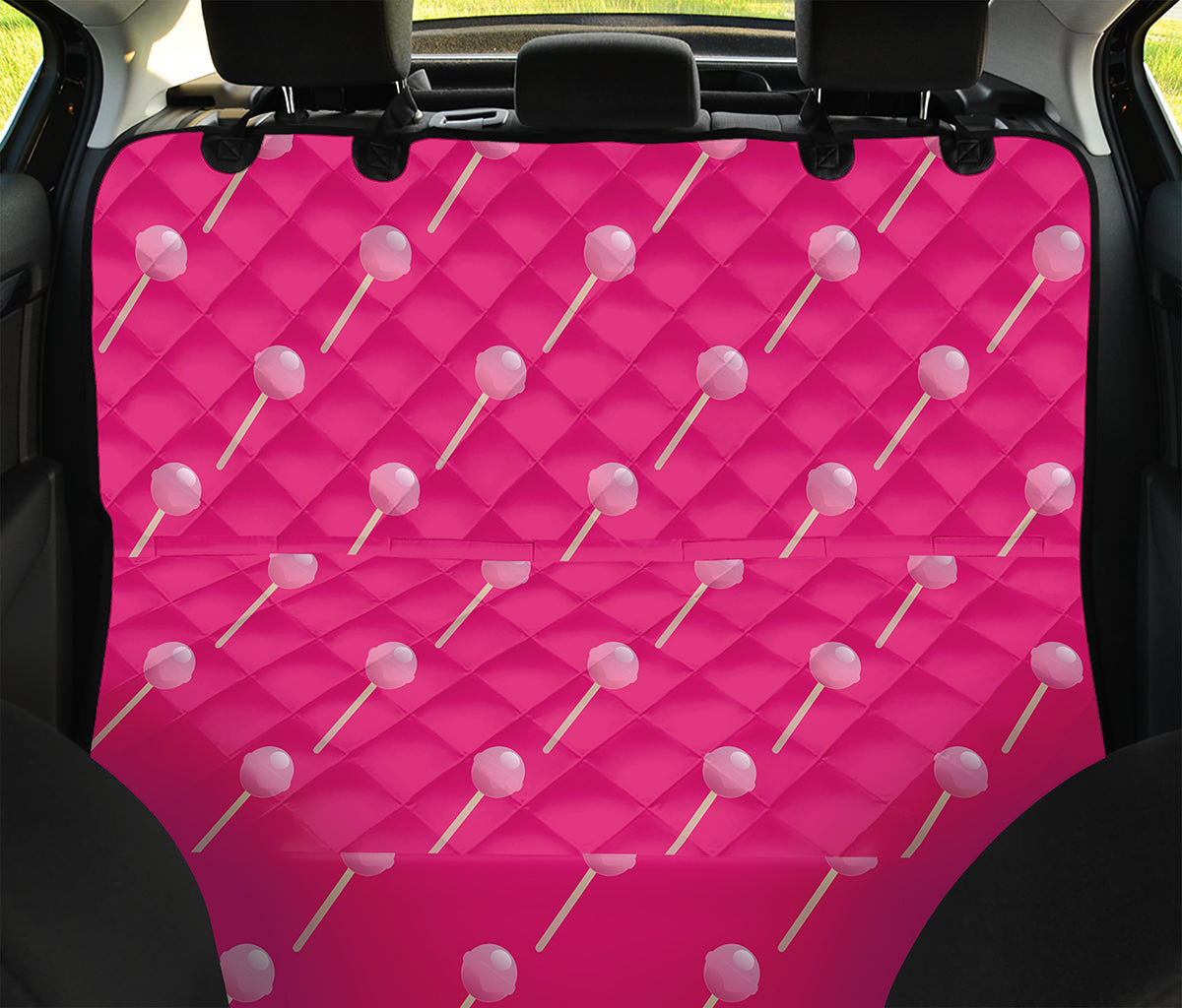Pink Sweet Lollipop Pattern Print Pet Car Back Seat Cover