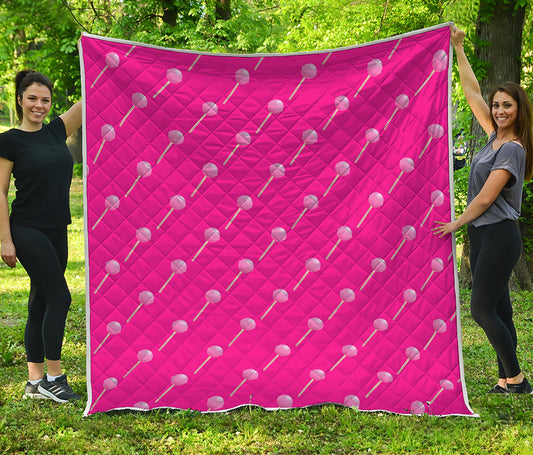 Pink Sweet Lollipop Pattern Print Quilt