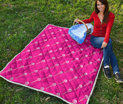 Pink Sweet Lollipop Pattern Print Quilt