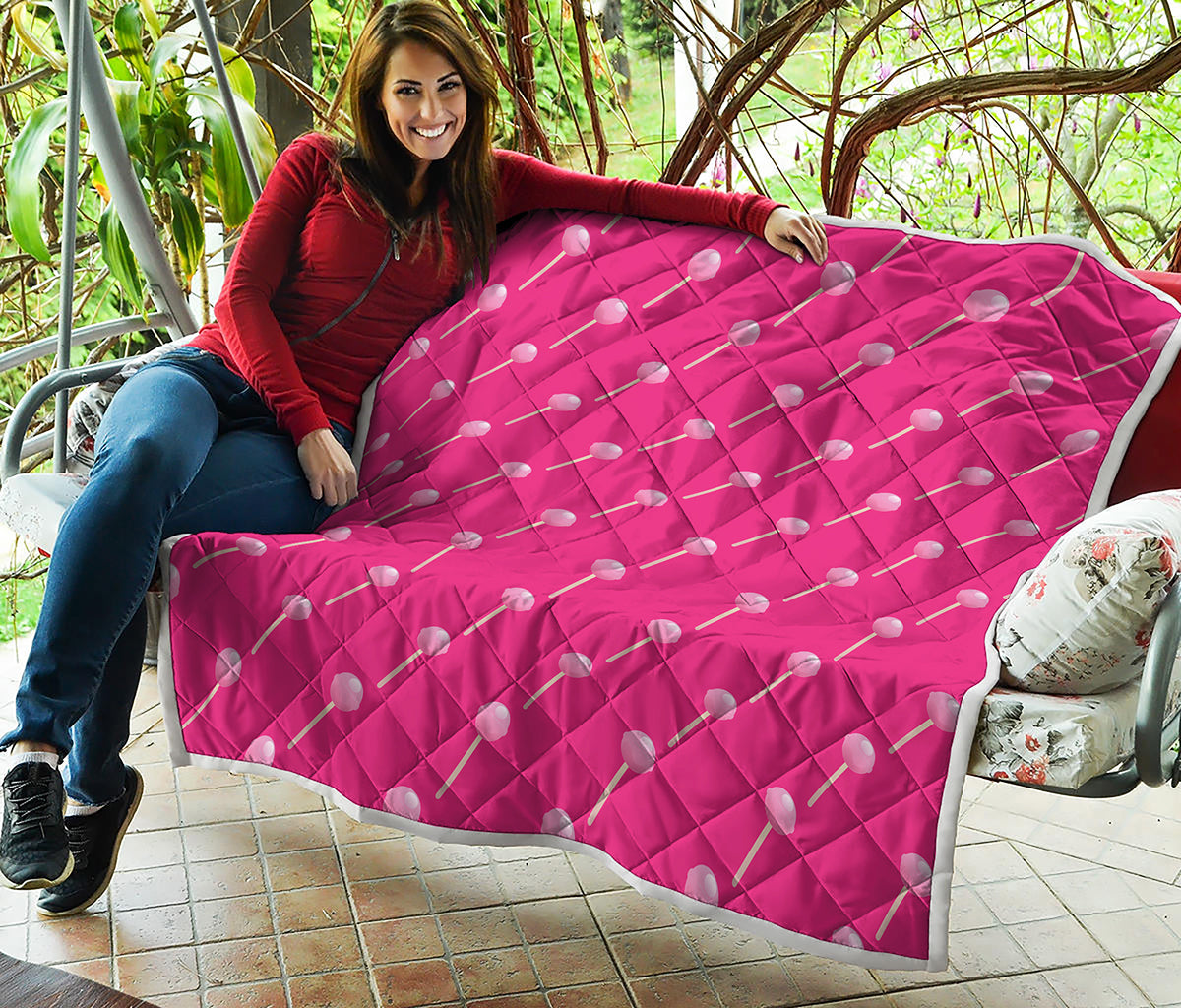 Pink Sweet Lollipop Pattern Print Quilt