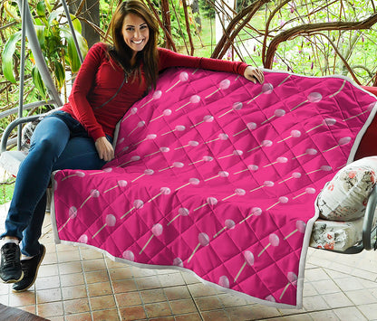 Pink Sweet Lollipop Pattern Print Quilt