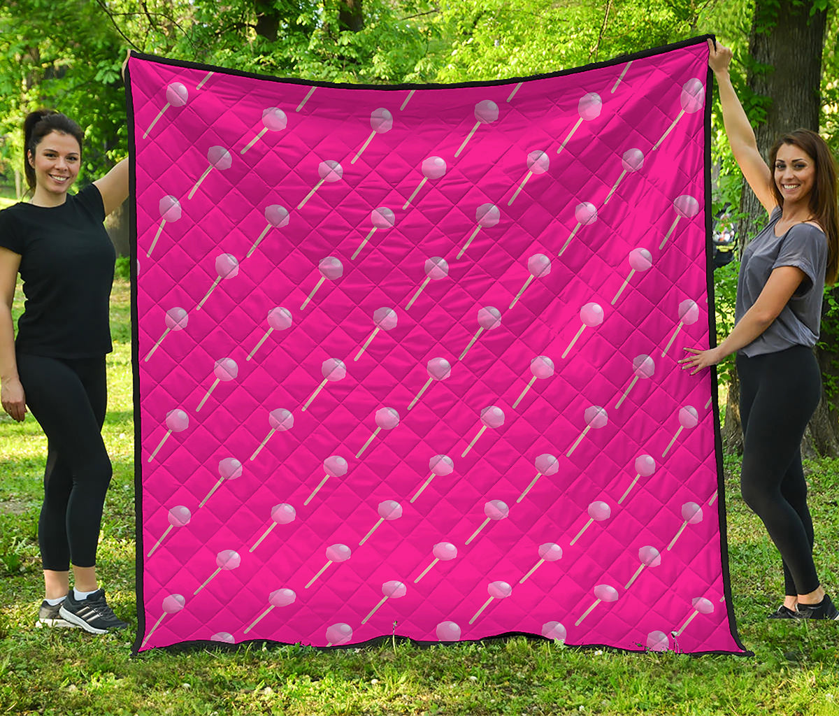 Pink Sweet Lollipop Pattern Print Quilt