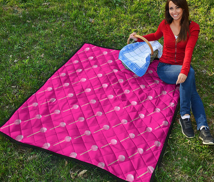 Pink Sweet Lollipop Pattern Print Quilt