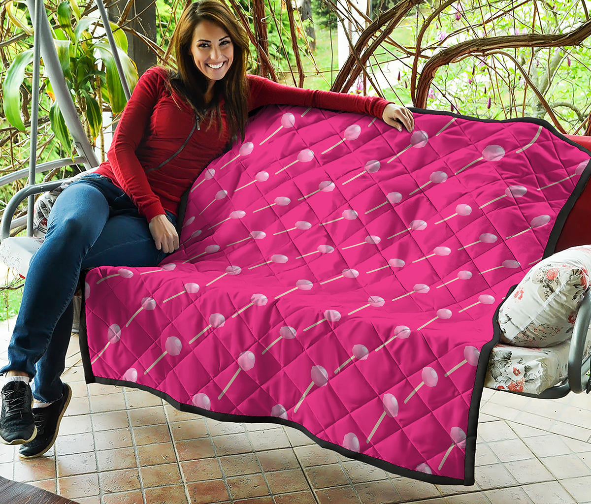 Pink Sweet Lollipop Pattern Print Quilt