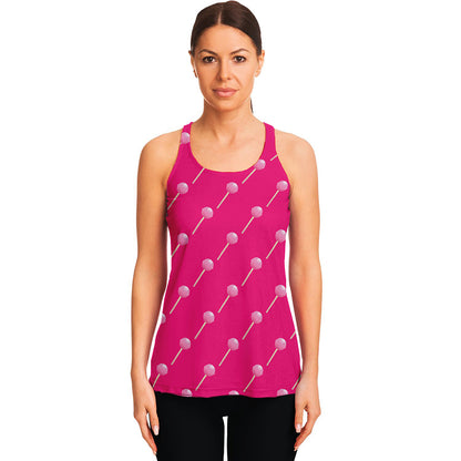 Pink Sweet Lollipop Pattern Print Women's Racerback Tank Top